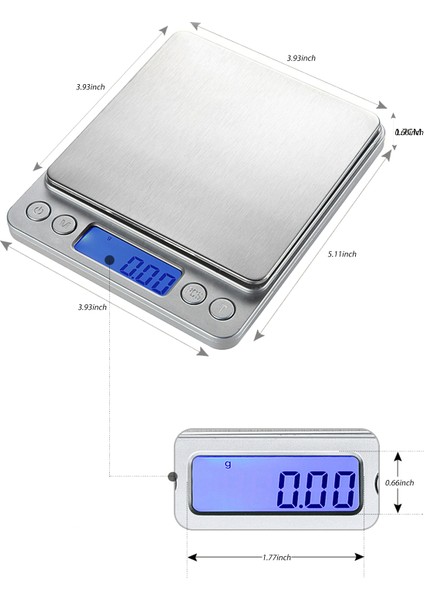 Paslanmaz Çelik Dijital Mutfak Terazisi LCD Ekran 0.1g Hasiyet Çok Fonksiyonlu (Yurt Dışından)