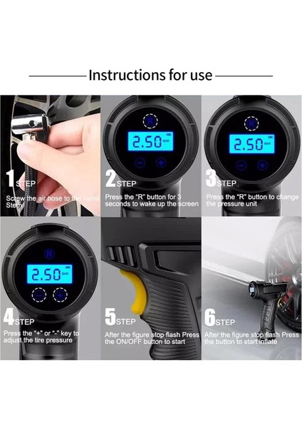 Taşınabilir 12V Araba Bisiklet Motosiklet Lastik Şişirme Cihazı (Yurt Dışından) fiyatları