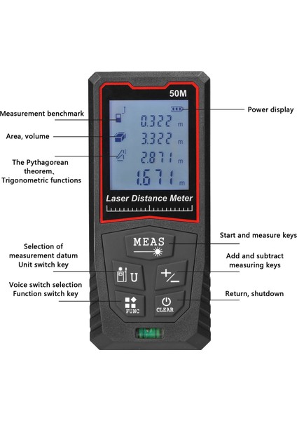 Taşınabilir Yüksek Hasiyetli LCD Aydınlatmalı Lazer Mesafe Ölçer (Yurt Dışından)
