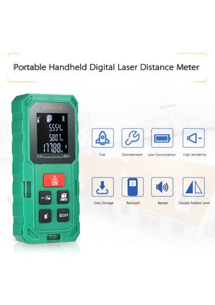 El Tipi 80M Lazerli Yüksek Hasiyetli Taşınabilir Mesafe Ölçer LCD (Yurt Dışından)