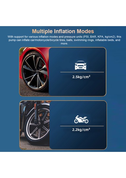 Kablosuz Araba Lastik Pompası 150PSI Taşınabilir LED Işıklı Power Bank (Yurt Dışından) indirimleri