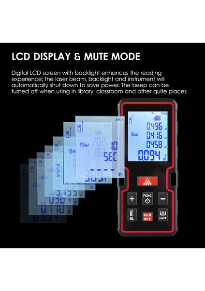 100M Lazer Ölçer Dijital LCD Mesafe Alan Hacim Ölçer (Yurt Dışından)