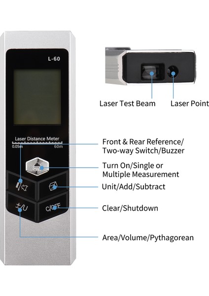 Lazerlı Şerit Metre USB Şarjlı Dijital Mesafe Ölçer LED Işıklı (Yurt Dışından) modelleri