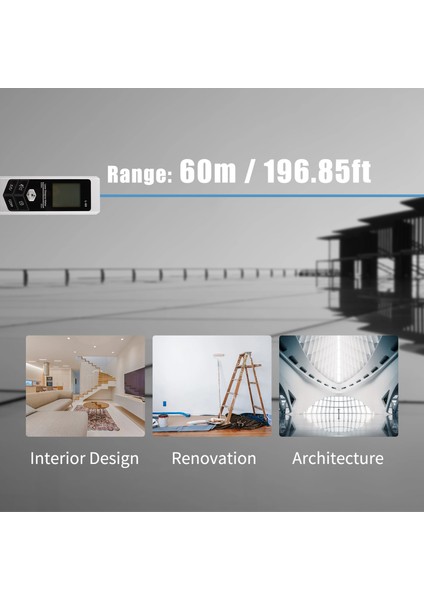 Lazerlı Şerit Metre USB Şarjlı Dijital Mesafe Ölçer LED Işıklı (Yurt Dışından) fırsatları