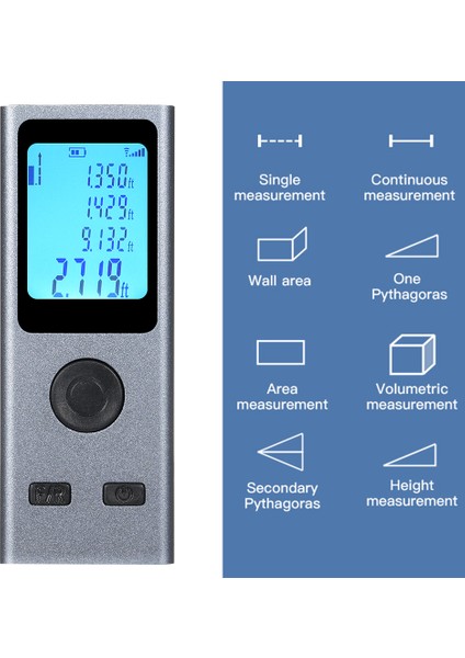 30 Metre Lazerli Mesafe Ölçer USB Şarjlı El Tipi (Yurt Dışından)