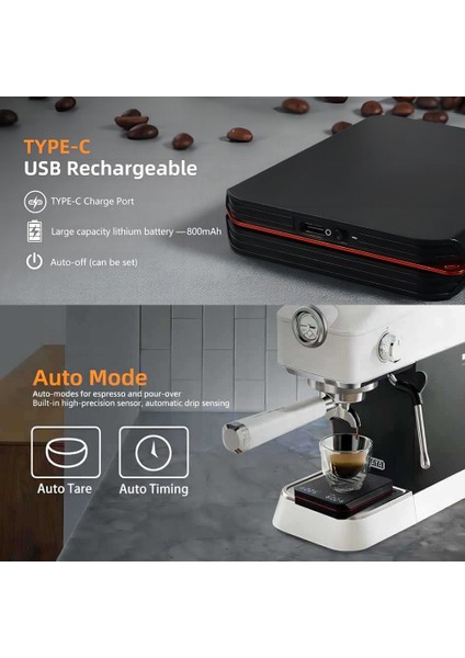 Şarj Edilebilir Kahve Terazisi 2000G 0.1g Has Zamanlayıcı Taşınabilir Espresso ve Pour Over (Yurt Dışından)