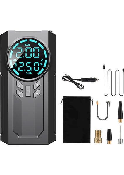 6000MAH Kablosuz Hava Kompresörü 110PSI LED Işıklı Araç Motosiklet Bisiklet (Yurt Dışından)