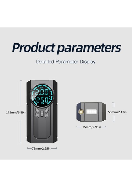 6000MAH Kablosuz Hava Kompresörü 110PSI LED Işıklı Araç Motosiklet Bisiklet (Yurt Dışından)