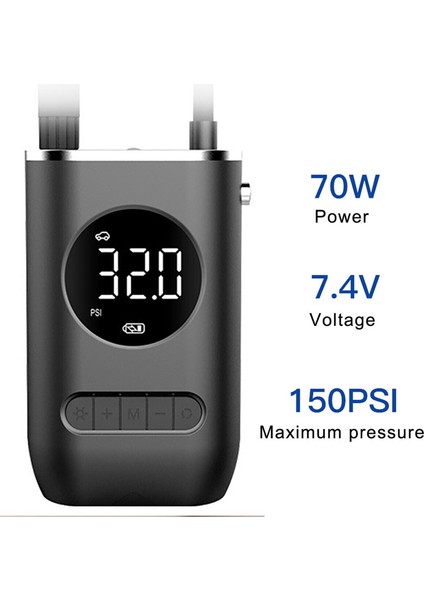 150PSI Kablosuz Oto-Stop Taşınabilir Hava Pompası, Araba, Bisiklet, Top LED Işıklı (Yurt Dışından)