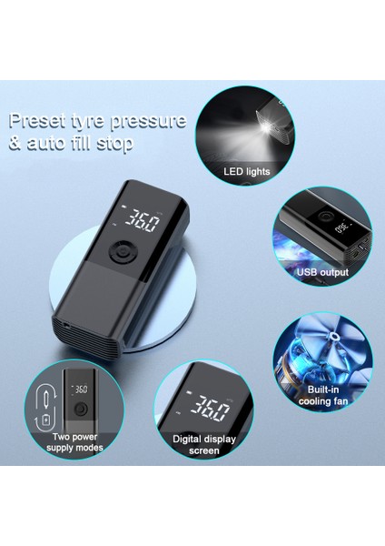 150PSI LED Işıklı Otomatik Kapanmalı Kablolu Hava Pompası - Araba, Motosiklet, Bisiklet (Yurt Dışından) modelleri