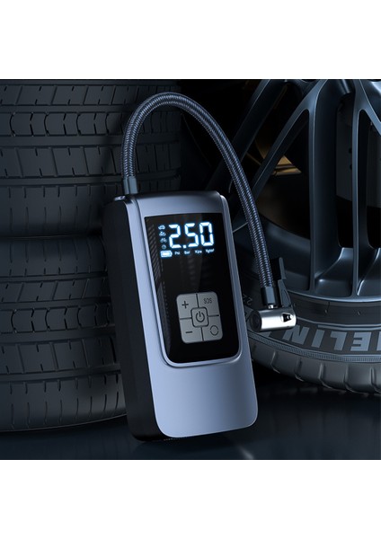 Taşınabilir Elektrikli Lastik Şişirme Cihazı 150PSI Otomatik Kapanma LED Işık Araç Motosiklet Bisiklet (Yurt Dışından)