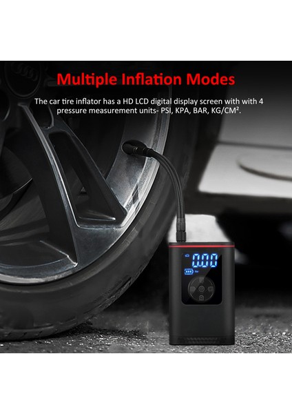 6000MAH 150PSI LCD Taşınabilir Hava Pompası - Araba, Motosiklet, Bisiklet, Top (Yurt Dışından)