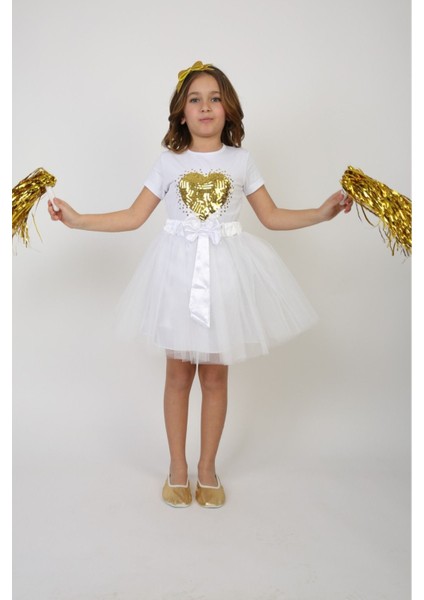 Kız Çocuk Alt-Üst Takım 23 Nisan 29 Ekim 19 Mayıs Gösteri Kıyafetleri Taç Toka Pisi Pisi