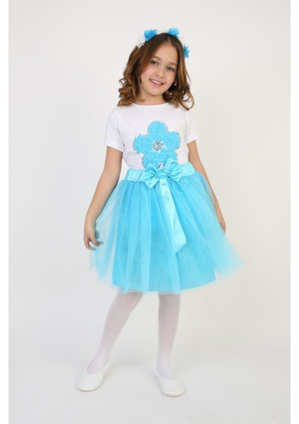 Kız Çocuk Alt-Üst Takım 23 Nisan 29 Ekim 19 Mayıs Gösteri Kıyafetleri Taç Toka Pisi Pisi Ponpon