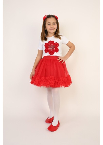 Kız Çocuk Alt-Üst Takım 23 Nisan 29 Ekim 19 Mayıs Gösteri Kıyafetleri Taç Toka Pisi Pisi Dahil fiyatları