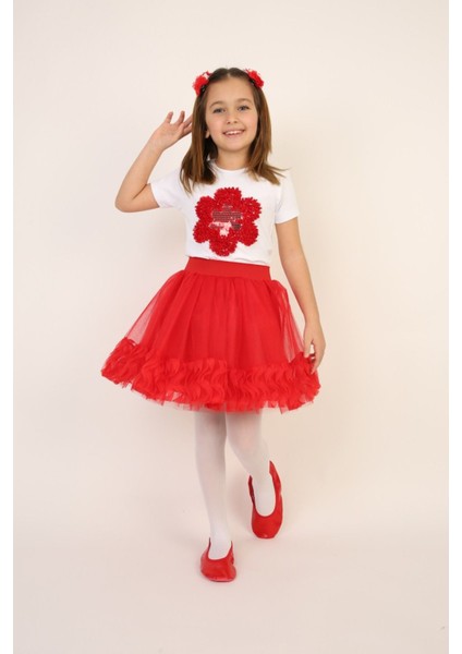 Kız Çocuk Alt-Üst Takım 23 Nisan 29 Ekim 19 Mayıs Gösteri Kıyafetleri Taç Toka Pisi Pisi Dahil fırsatları