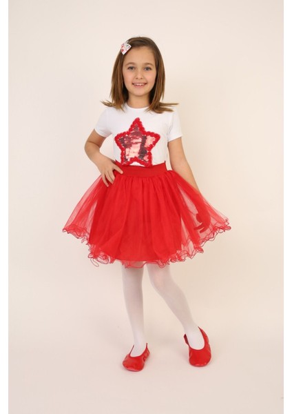 Kız Çocuk Alt-Üst Takım 23 Nisan 29 Ekim 19 Mayıs Gösteri Kıyafetleri Taç Toka Pisi Pisi