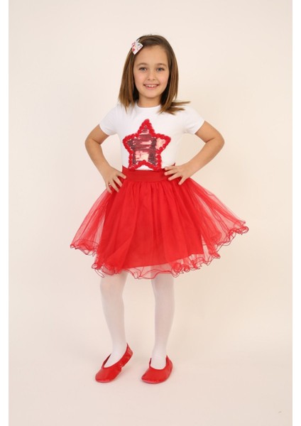 Kız Çocuk Alt-Üst Takım 23 Nisan 29 Ekim 19 Mayıs Gösteri Kıyafetleri Taç Toka Pisi Pisi fırsatları