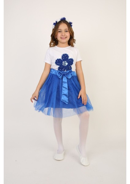 Kız Çocuk Alt-Üst Takım 23 Nisan 29 Ekim 19 Mayıs Gösteri Kıyafetleri Taç Toka Pisi Pisi Ponpon