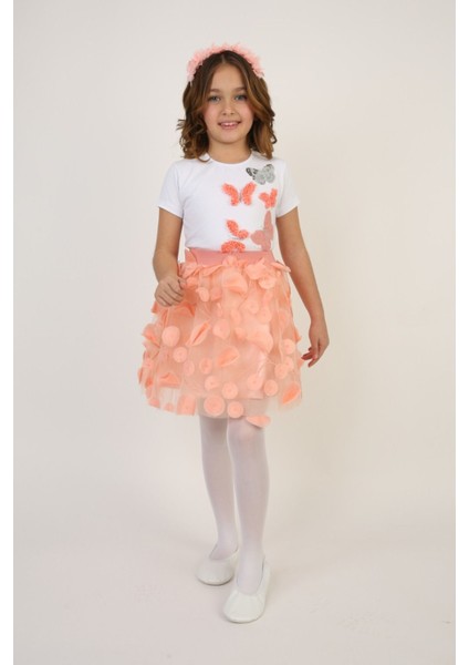 Kız Çocuk Alt-Üst Takım 23 Nisan 29 Ekim 19 Mayıs Gösteri Kıyafetleri Taç Toka Pisi Pisi Dahil modelleri