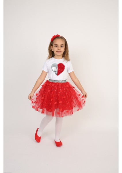 Kız Çocuk Alt-Üst Takım 23 Nisan 29 Ekim 19 Mayıs Gösteri Kıyafetleri Taç Toka Pisi Pisi Ponpon