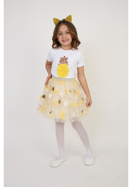 Kız Çocuk Alt-Üst Takım 23 Nisan 29 Ekim 19 Mayıs Gösteri Kıyafetleri Taç Toka Pisi Pisi Dahil fiyatları