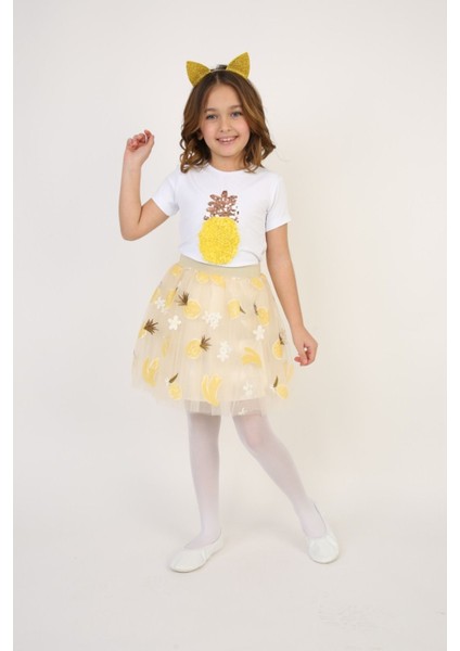 Kız Çocuk Alt-Üst Takım 23 Nisan 29 Ekim 19 Mayıs Gösteri Kıyafetleri Taç Toka Pisi Pisi Dahil modelleri