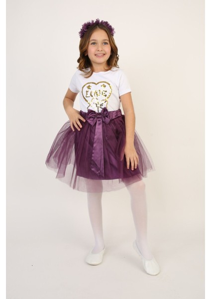 Kız Çocuk Alt-Üst Takım 23 Nisan 29 Ekim 19 Mayıs Gösteri Kıyafetleri Taç Toka Pisi Pisi