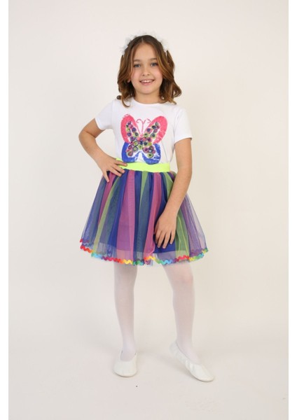 Kız Çocuk Alt-Üst Takım 23 Nisan 29 Ekim 19 Mayıs Gösteri Kıyafetleri Taç Toka Pisi Pisi Ponpon