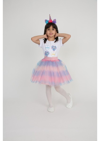 Kız Çocuk Alt-Üst Takım 23 Nisan 29 Ekim 19 Mayıs Gösteri Kıyafetleri Taç Toka Pisi Pisi Ponpon