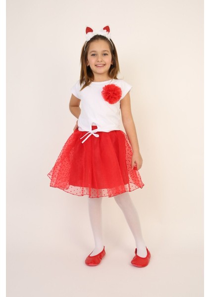 Kız Çocuk Alt-Üst Takım 23 Nisan 29 Ekim 19 Mayıs Gösteri Kıyafetleri Taç Toka Pisi Pisi Dahil