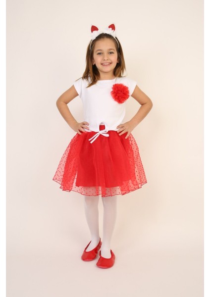 Kız Çocuk Alt-Üst Takım 23 Nisan 29 Ekim 19 Mayıs Gösteri Kıyafetleri Taç Toka Pisi Pisi Dahil modelleri