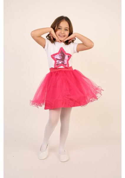 Kız Çocuk Alt-Üst Takım 23 Nisan 29 Ekim 19 Mayıs Gösteri Kıyafetleri Taç Toka Pisi Pisi Ponpon