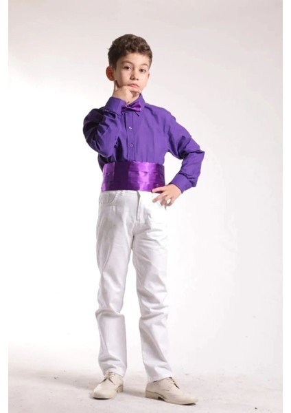 Erkek Çocuk Pantolon -Gömlek -Askı Papyon Tk 23 Nisan Gösteri Kıyafeti NOBLE58