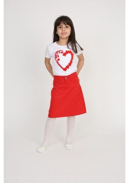Kız Çocuk Kalp Motifli T-Shirt Tütü Etek 29 Ekim 23 Nisan Gösteri Takımı fırsatları