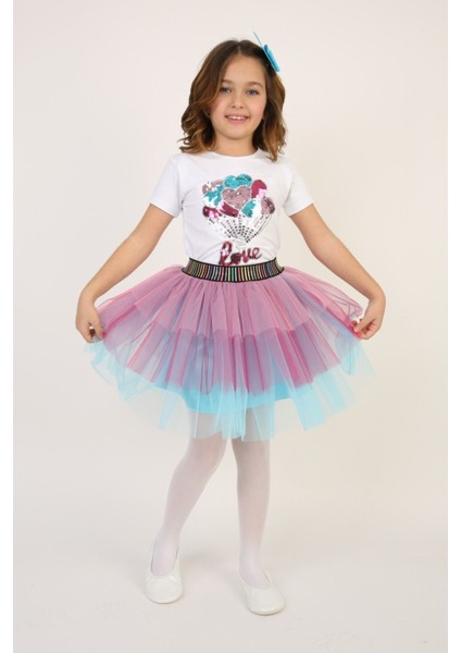 Kız Çocuk Alt-Üst Takım 23 Nisan 29 Ekim 19 Mayıs Gösteri Kıyafetleri Taç Toka Pisi Pisi Dahil