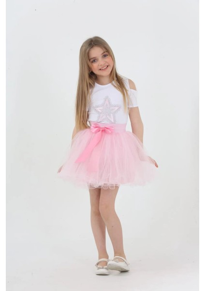 Kız Çocuk Alt Üst Takım Tshirt Etek 23 Nisan Kıyafetleri NBL259855