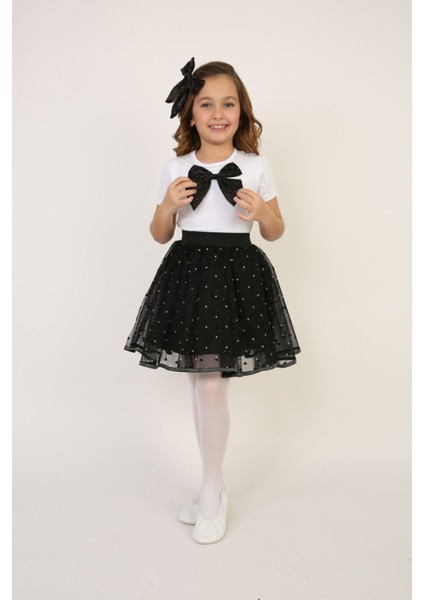 Kız Çocuk Alt-Üst Takım 23 Nisan 29 Ekim 19 Mayıs Gösteri Kıyafetleri Taç Toka Pisi Pisi Dahil modelleri