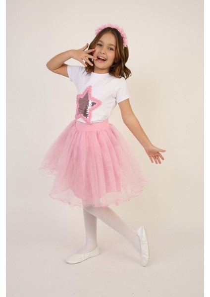 Kız Çocuk Alt-Üst Takım 23 Nisan 29 Ekim 19 Mayıs Gösteri Kıyafetleri Taç Toka Pisi Pisi Ponpon