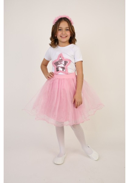 Kız Çocuk Alt-Üst Takım 23 Nisan 29 Ekim 19 Mayıs Gösteri Kıyafetleri Taç Toka Pisi Pisi Ponpon modelleri