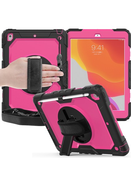 iPad 10.2 Için Darbeye Dayanıklı Renkli Silika G + Pc Koruyucu Kılıf, Tutucu ve Omuz Askısı ve El Kayışı ve Kalem Yuvası (Yurt Dışından) indirimleri