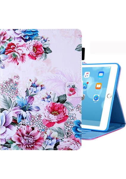 iPad 10.2 Için 2021/2020/2019 Renkli Çizim Desen Yatay Çevirme Deri Kılıf Tutucu ve Kart Yuvaları ve Fotoğraf Çerçevesi (Yurt Dışından)