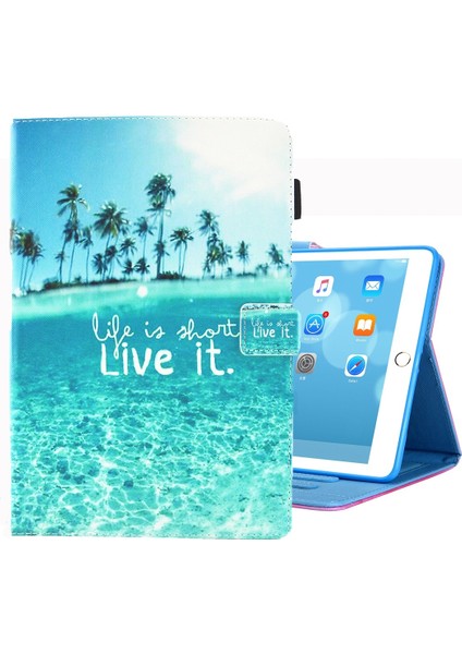iPad 10.2 Için 2021/2020/2019 Renkli Çizim Desen Yatay Çevirme Deri Kılıf Tutucu ve Kart Yuvaları ve Fotoğraf Çerçevesi (Yurt Dışından)