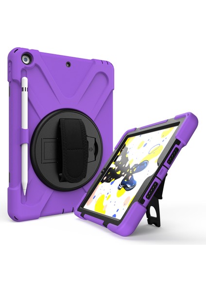 iPad 10.2 2021/2020/2019 Için Silikon + Tutuculu Pc Kılıfı (Yurt Dışından)