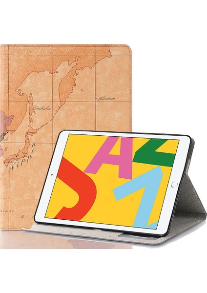 iPad 10.2 / 10.5 Için Harita Dokusu Yatay Çevirme Deri Kılıf, Tutucu, Kart Yuvaları ve Cüzdan, Rastgele Doku Çeşitliliği (Yurt Dışından)
