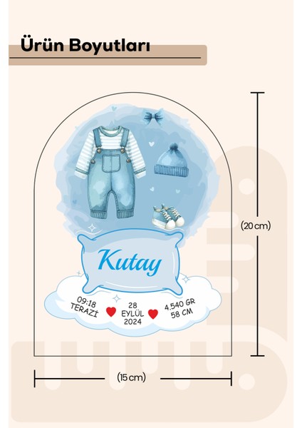 Kişiye Özel Pleksi Bebek Doğum Bilgileri Tablosu – Özel Tasarım Kıyafetli Bebek Model