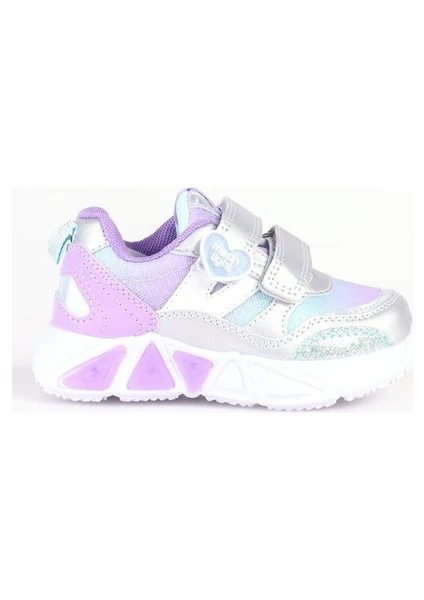 Işıklı Kız Çocuk Sneaker Gri-Lila