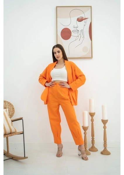 Oranj Ceket ve Pantolon Takım