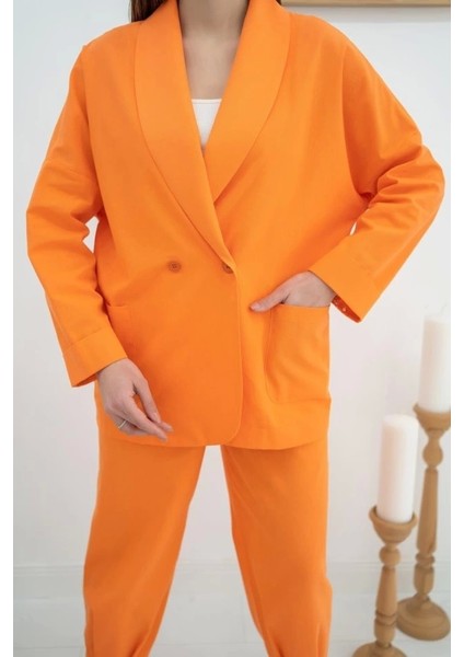 Oranj Ceket ve Pantolon Takım