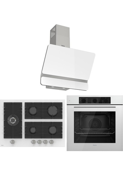 Flowart Bl Modüler Seriisi 3'lü Beyaz Ankastre Set ( QBL62CB-BL136-D081 )